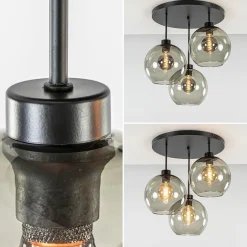 Plafondlamp 3-lichts zwart + smoke glas 25cm></noscript>Straluma Best
