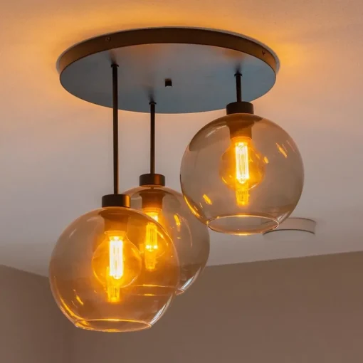 Plafondlamp 3-lichts zwart + smoke glas 25cm>Straluma Best