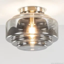Plafondlamp nikkel + smoke glas>Straluma Online