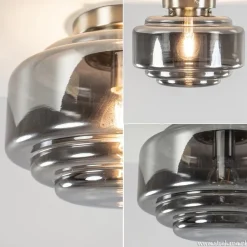 Plafondlamp nikkel + smoke glas><noscript><img width=