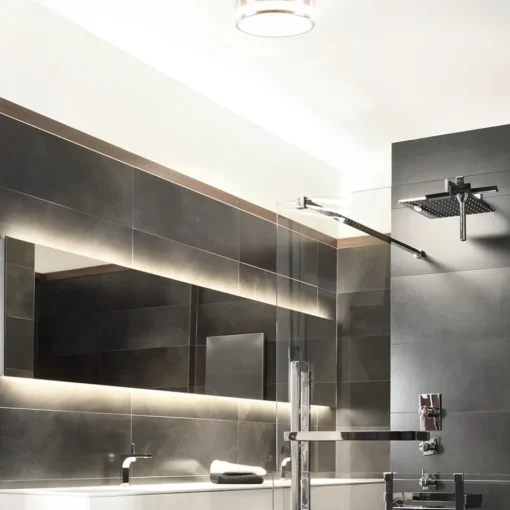 Plafondlamp nikkel/glas IP44 3-step dim.>Straluma Clearance