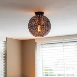 Plafondlamp Oronero bol zwart/goud 30cm></noscript>Straluma Hot