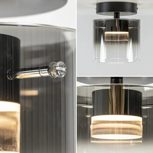 Plafondlamp Salerno zwart/smoke glas>Straluma
