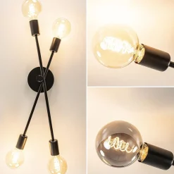 Plafondlamp Sticks 4L zwart excl. e27></noscript>Straluma