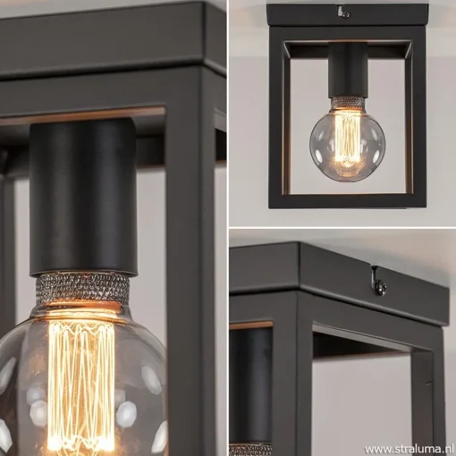 Plafondlamp vierkant frame klein zwart>Straluma Clearance