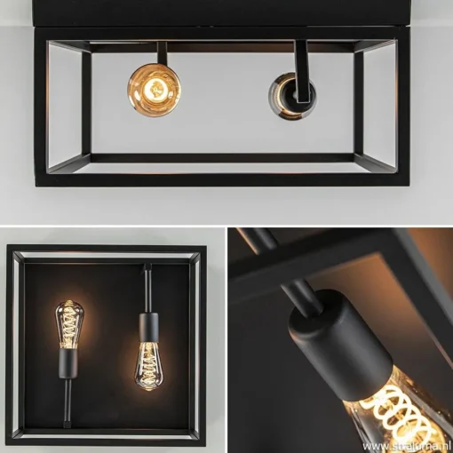 Plafondlamp vierkant zwart open frame>Straluma Best