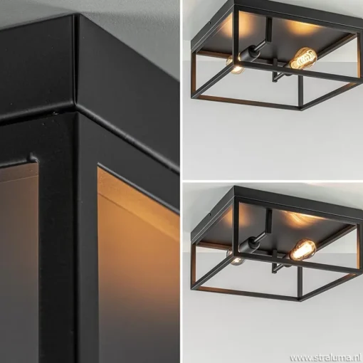 Plafondlamp vierkant zwart open frame>Straluma Best