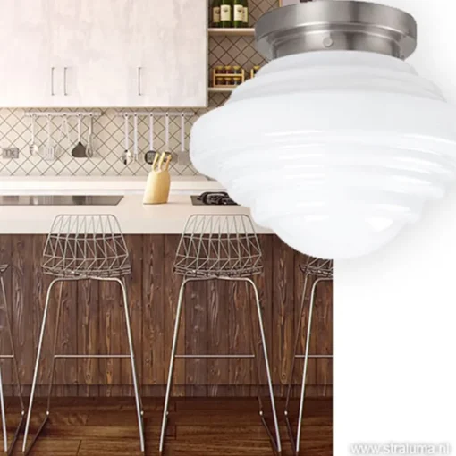 Plafondlamp York art deco opaal glas>Straluma New