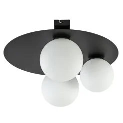 Plafondlamp zwart met 3 witte bollen>Straluma