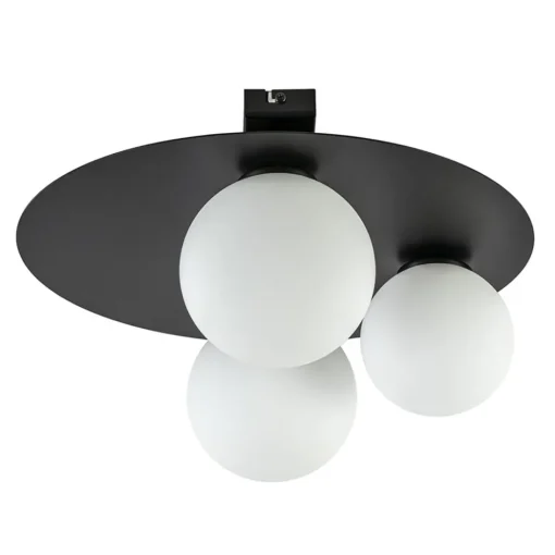 Plafondlamp zwart met 3 witte bollen>Straluma