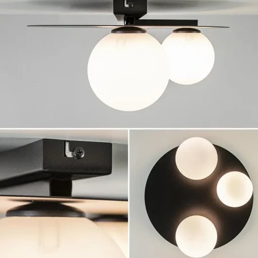 Plafondlamp zwart met 3 witte bollen>Straluma