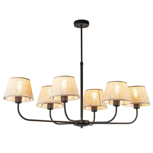 Plafondlamp zwart met beige kapjes>Straluma Sale