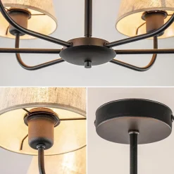 Plafondlamp zwart met beige kapjes></noscript>Straluma Sale