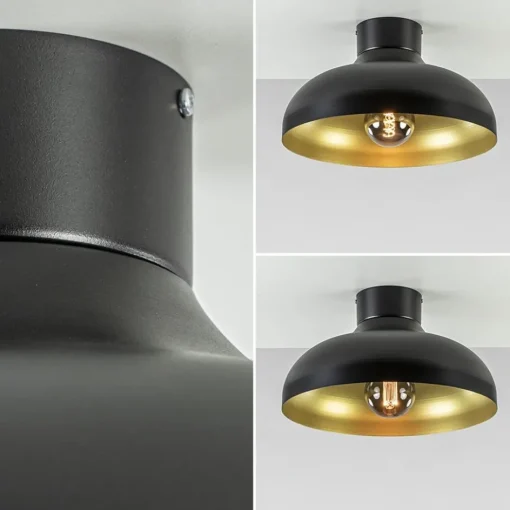 Plafondlamp zwart met gouden binnenkant>Straluma Discount