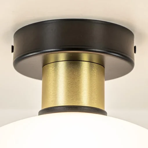 Plafondlamp zwart/goud met opaal glas 30 cm>Straluma Best