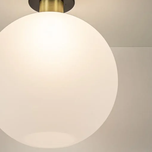 Plafondlamp zwart/goud met opaal glas 30 cm>Straluma Best