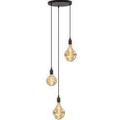 Plafondplaat rond zwart 3-lichts pendel ex.lb>Straluma Outlet