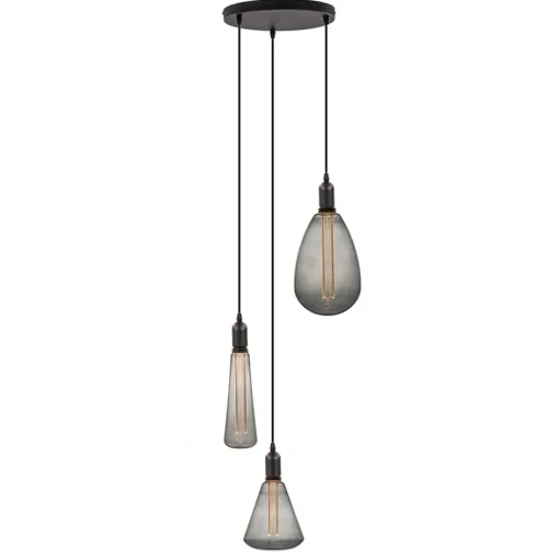 Plafondplaat rond zwart 3-lichts pendel ex.lb>Straluma Outlet