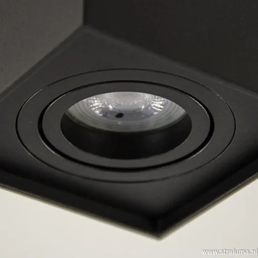 Plafondspot kubus zwart kantelbaar gu10>Straluma Best
