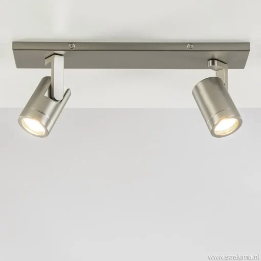 Plafondspot 2-licht op balk nikkel gu10>Straluma