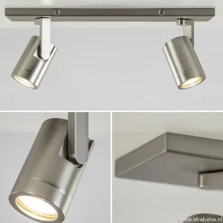 Plafondspot 2-licht op balk nikkel gu10></noscript>Straluma