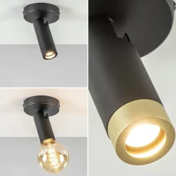 Plafondspot 1-lichts mat zwart/goud><noscript><img width=