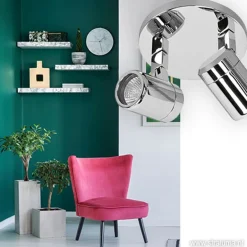 Plafondspot Rain 2l rond chroom IP44></noscript>Straluma Best