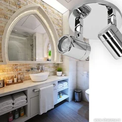 Plafondspot Rain 2l rond chroom IP44></noscript>Straluma Best