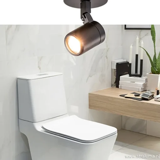 Plafondspot Rain 1L rond zwart gu10 IP44>Straluma New