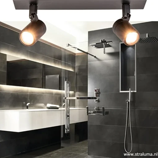 Plafondspot Rain 2L zwart balk IP44>Straluma Best
