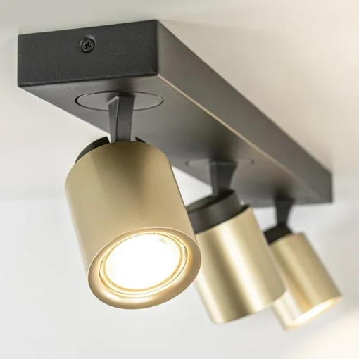Plafondspot Razza 3l balk zwart/goud gu10>Straluma Outlet
