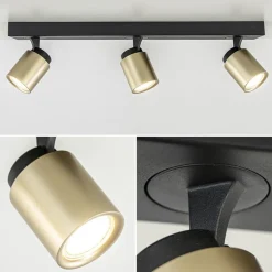 Plafondspot Razza 3l balk zwart/goud gu10></noscript>Straluma Outlet