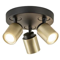 Plafondspot Razza 3l rond zwart/goud gu10>Straluma Sale