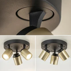 Plafondspot Razza 3l rond zwart/goud gu10></noscript>Straluma Sale
