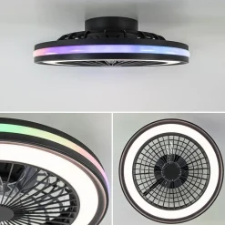 Plafondventilator zwart inclusief dimbaar LED en kleur></noscript>Straluma Best