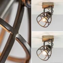 Plafond/wandlamp Matrix zwarte korf met hout><noscript><img width=