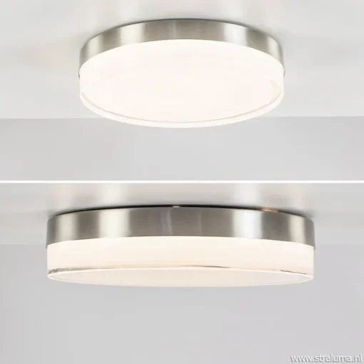 **Plafonniere nikkel opaal IP44 3-step d>Straluma Outlet