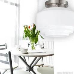 Plafonnière retro opaal glas/staal></noscript>Straluma Online