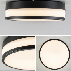 Plafonnière zwart/opaal glas 3-step dim IP44></noscript>Straluma Sale