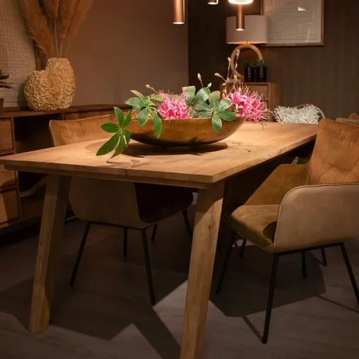 Rechthoekige eettafel gebleekt en geborsteld mangohout 220x100 cm>Straluma Best