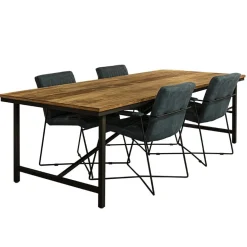 Rechthoekige eettafel oud teak hout met zwart metalen poot></noscript>Straluma Clearance