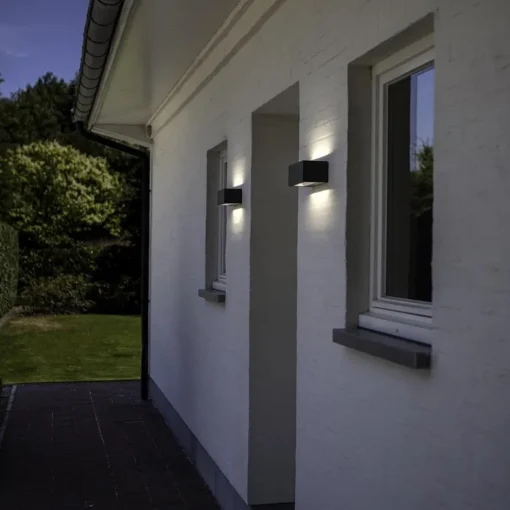 Rechthoekige LED buitenlamp up+down mat zwart>Straluma Clearance