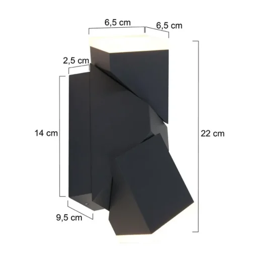 Rechthoekige LED buitenlamp verstelbaar zwart aluminium>Straluma Online