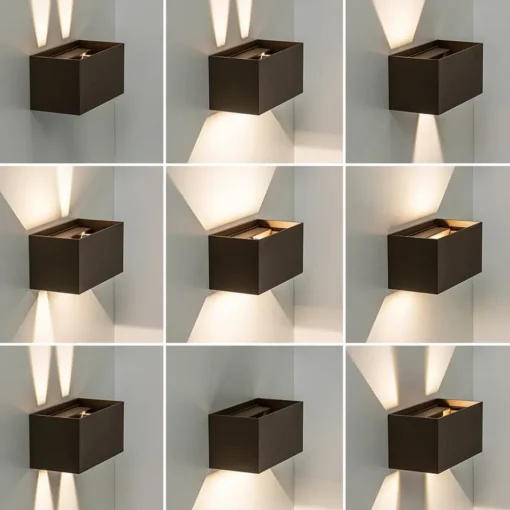 Rechthoekige LED buitenlamp aluminium bruin>Straluma New