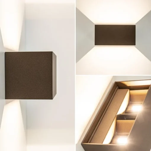 Rechthoekige LED buitenlamp aluminium bruin>Straluma New