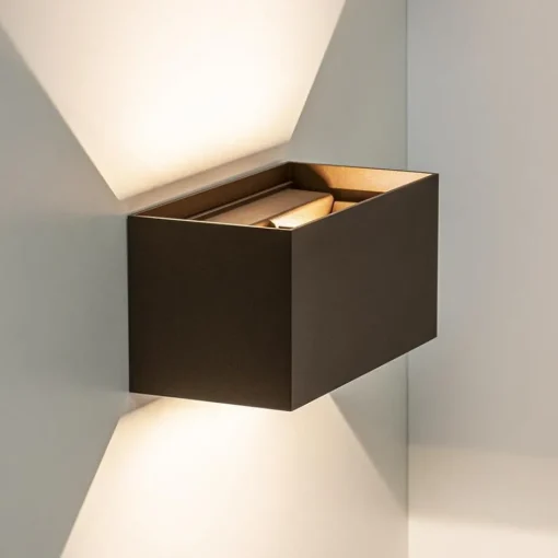 Rechthoekige LED buitenlamp aluminium bruin>Straluma New