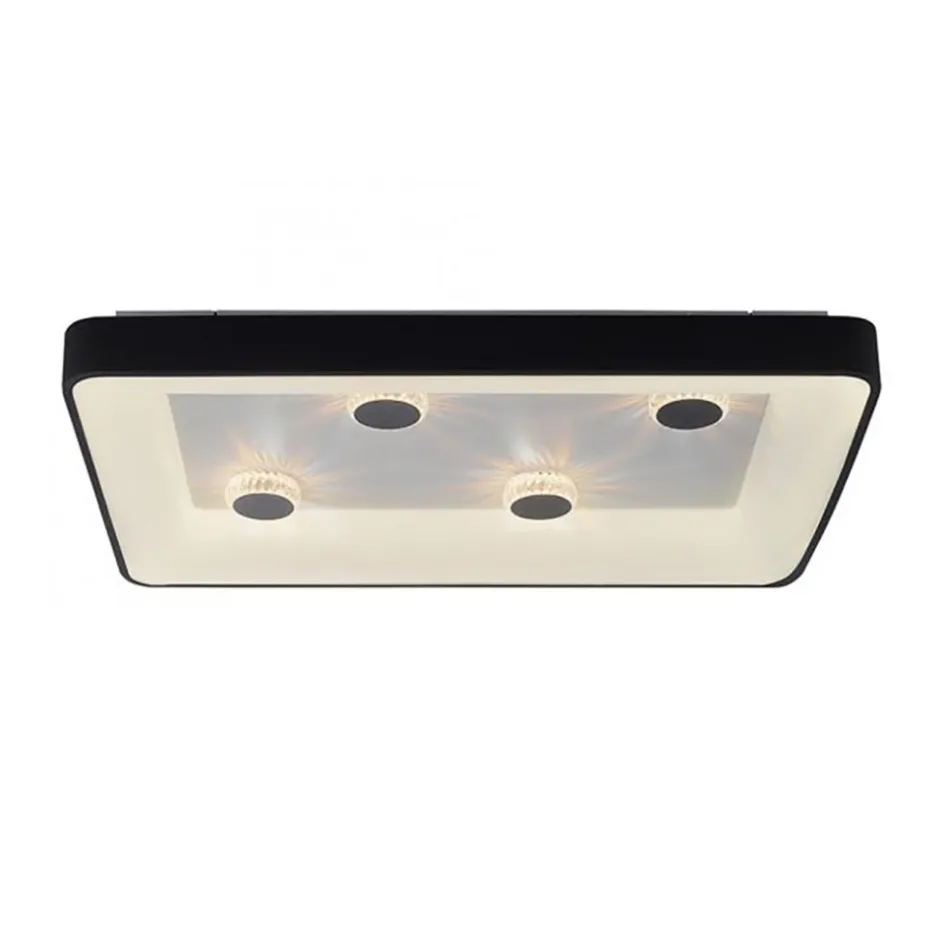 Rechthoekige LED plafondlamp zwart met kristaleffect>Straluma Hot