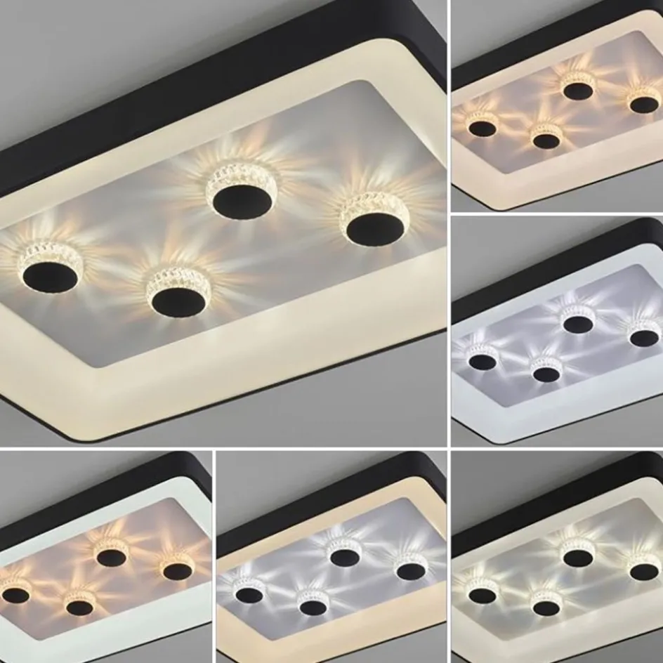 Rechthoekige LED plafondlamp zwart met kristaleffect>Straluma Hot