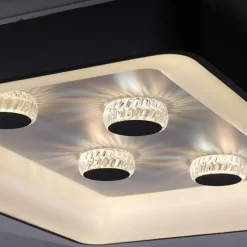 Rechthoekige LED plafondlamp zwart met kristaleffect><noscript><img width=