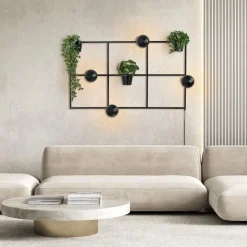 Rechthoekige wandlamp zwart frame met plantenpotten></noscript>Straluma Discount